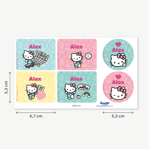 Hello Kitty Name Labels for Water Bottles and Lunch Boxes