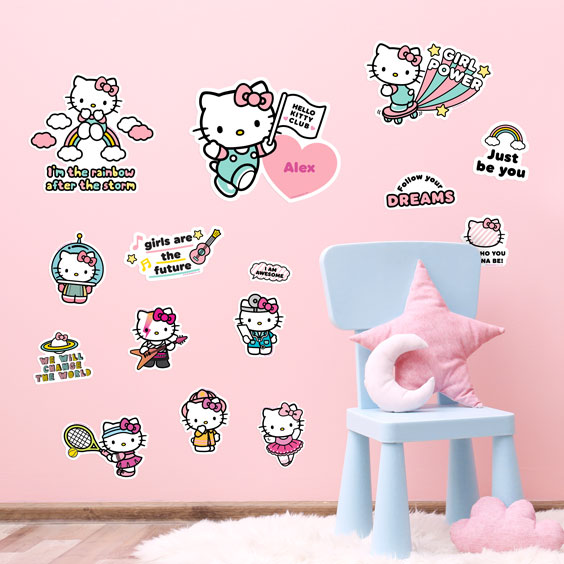 Sticker mural personnalisé Hello Kitty