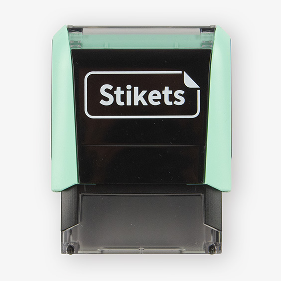Custom rectangular stamp for marking pastel-colored clothes and objects 