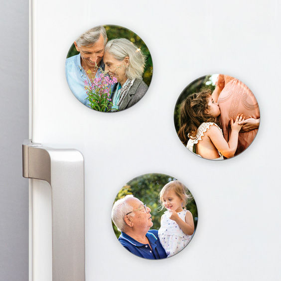 Magnets pour frigo souvenirs ronds personnalisés 38 mm