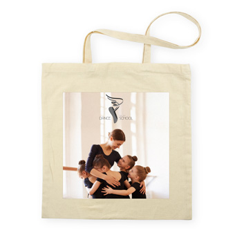 Sac Tote bag en coton beige personnalisé avec photo