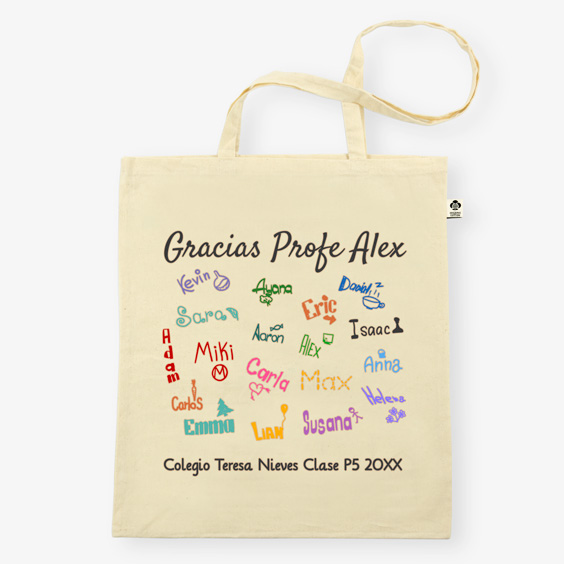 Bossa tote bag beige personalitzada feta de cotó orgànic