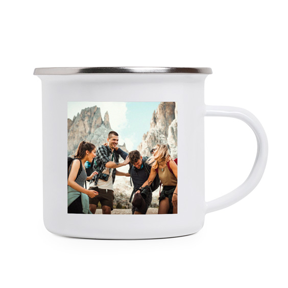 Personalized Vintage Metal Mug with Photo and Name