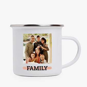 Tazza vintage personalizzata in metallo con foto