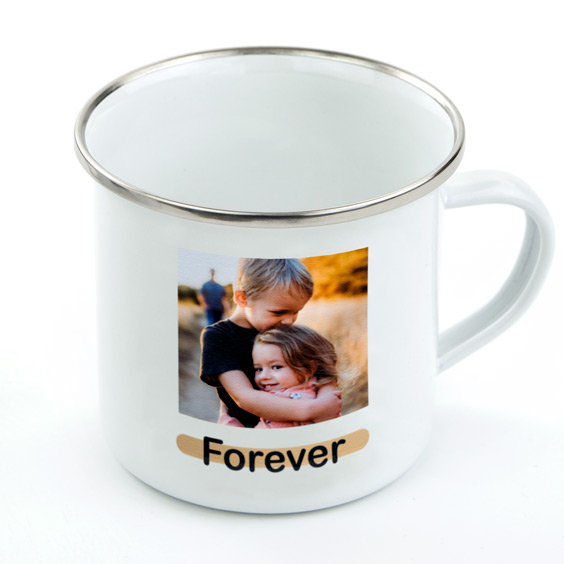 Taza personalizada vintage metálica con foto