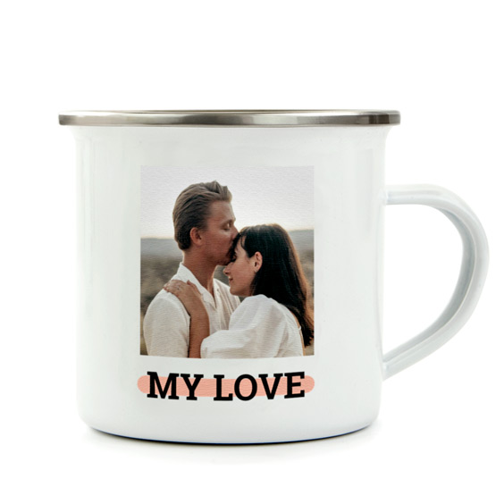 Taza personalizada vintage metálica con foto