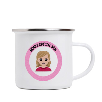 Taza personalizada vintage metálica con icono o Twinie®️ redonda