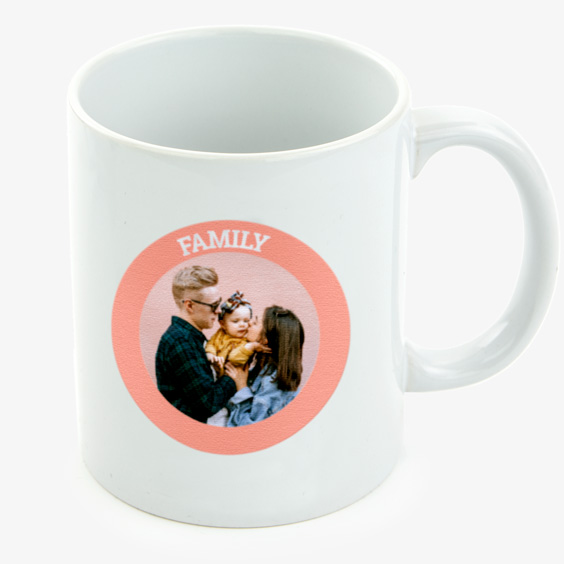 Mug personnalisé en céramique avec photo ronde