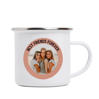 Taza personalizada vintage metálica con foto redonda