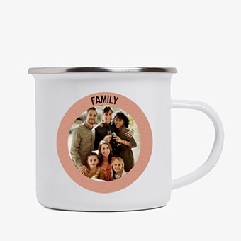 Tazza personalizzata vintage metallica con foto rotonda