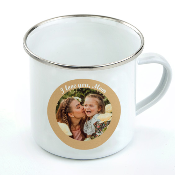 Vintage Personalised Metal Mug with Round Photo