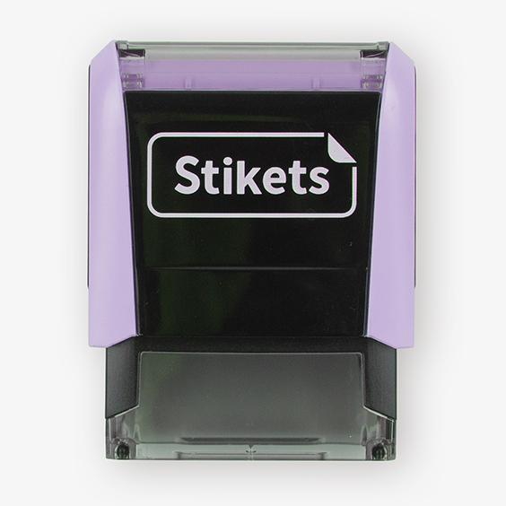Segell rectangular personalitzat color lila pastel per a marcar roba i objectes