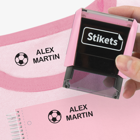 Aangepaste roze pastelstempel voor het markeren van kleding en voorwerpen