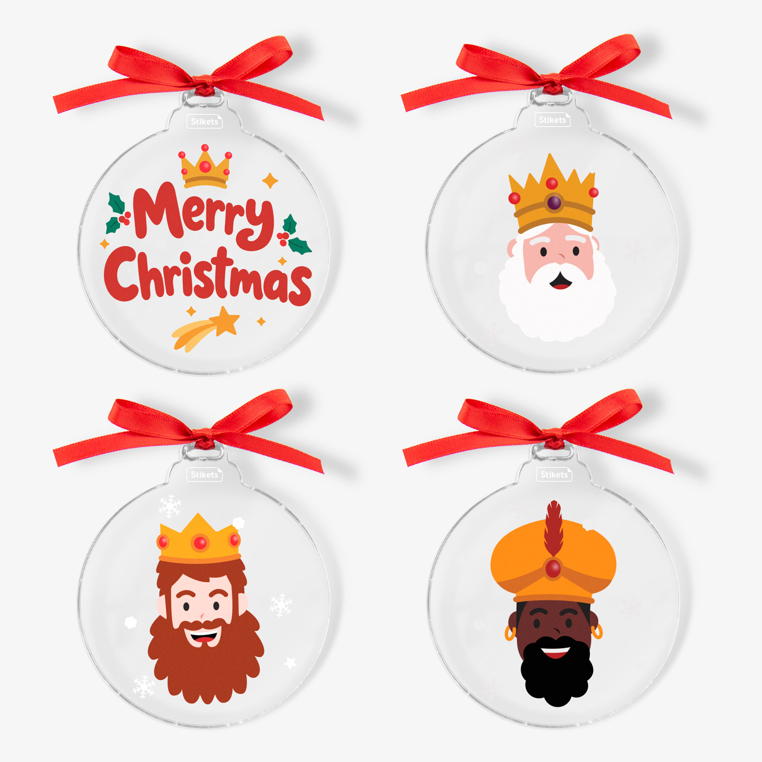 Pack of Acrylic Christmas Baubles with Christmas classics