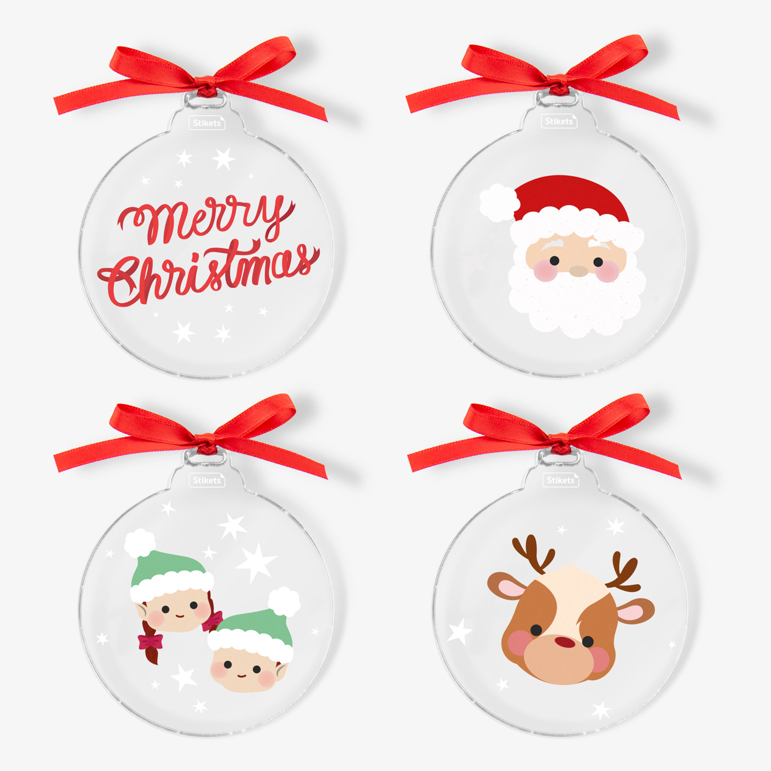 Pack of Acrylic Christmas Baubles with Christmas classics
