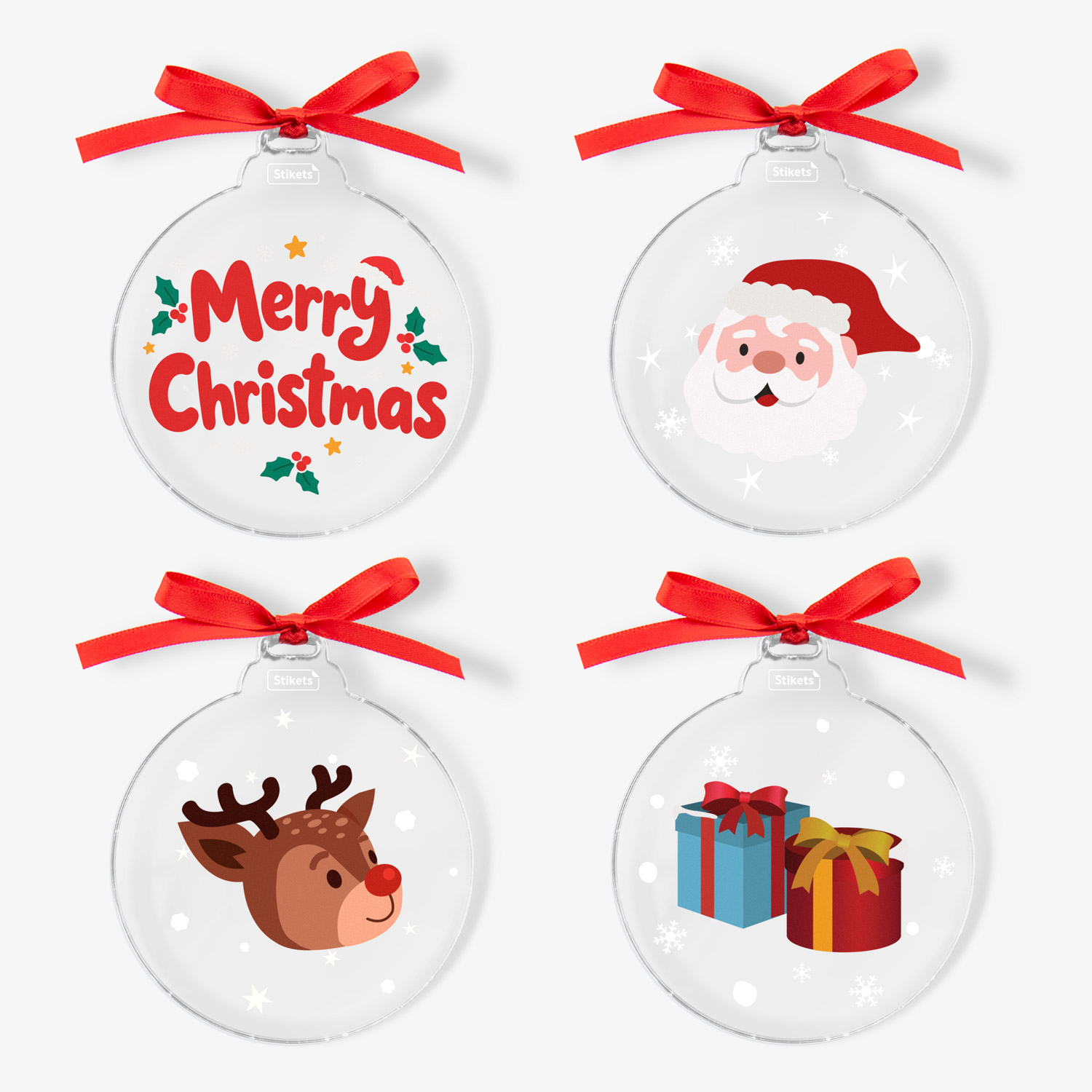 Pack of Acrylic Christmas Baubles with Christmas classics