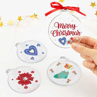 Pack de boules de Noël en méthacrylate aux motifs classiques de Noël