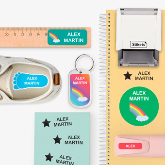 Pack etichette adesive e timbro personalizzato