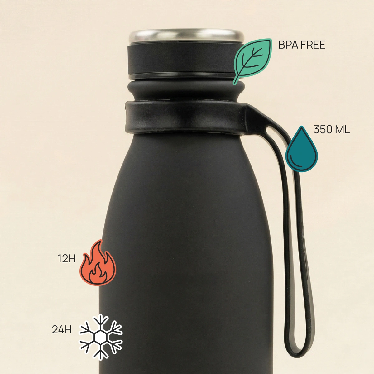 Gourde isotherme personnalisée Tandem 350ml noire