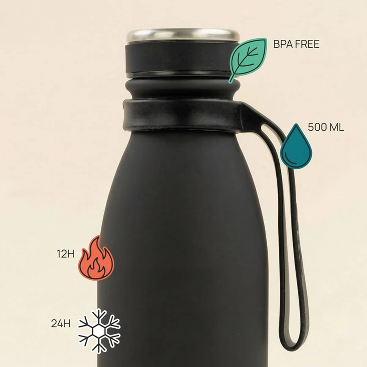 Gourde isotherme personnalisée Tandem 500ml Noire