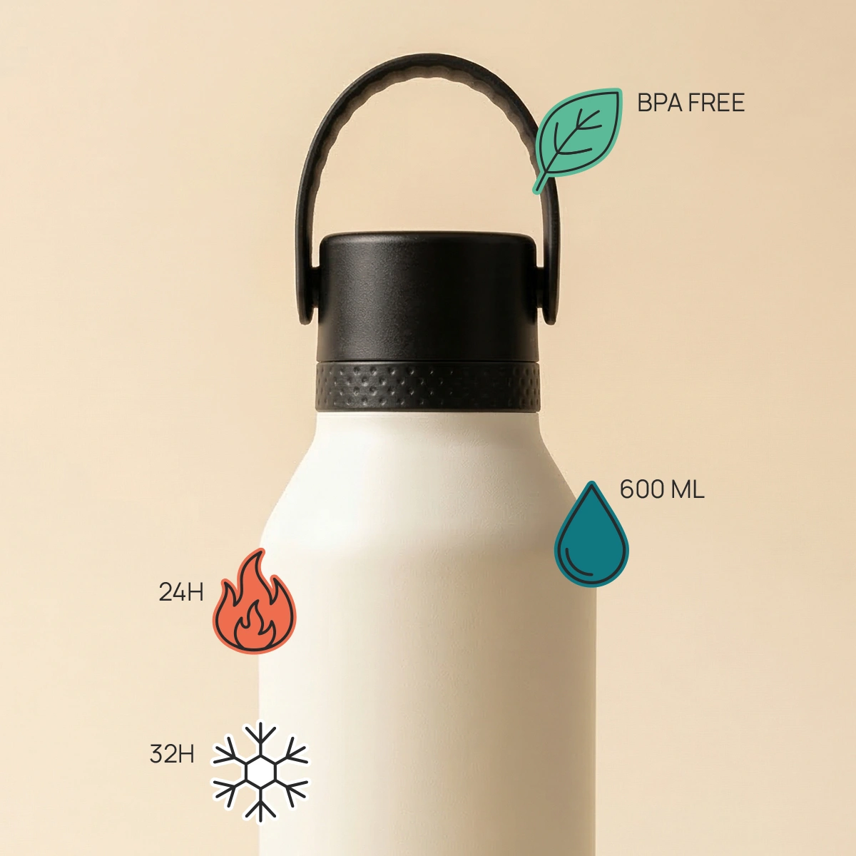 Gourde Runbott personnalisée 600 ml noire