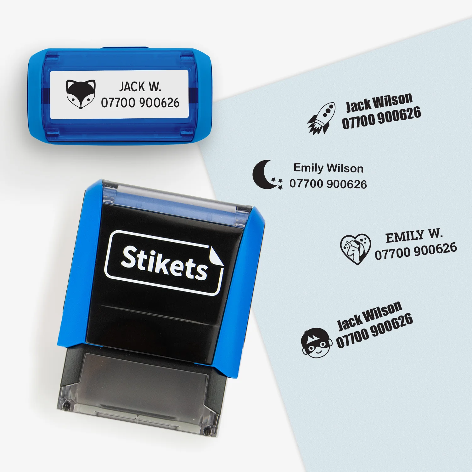 Personalised rectangular name stamp for clothes and belongings Personalised rectangular name stamp for clothes and belongings
