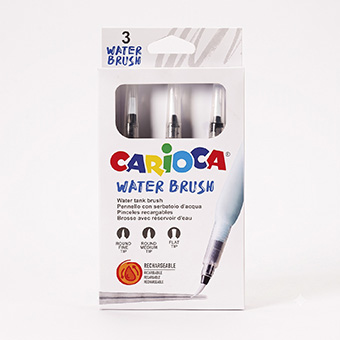 Set of 3 CARIOCA refillable water brushes with assorted tips