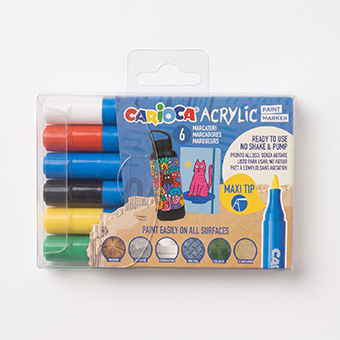 Carioca Paint Marker Maxi Tip Acrylic Markers – Pack of 6