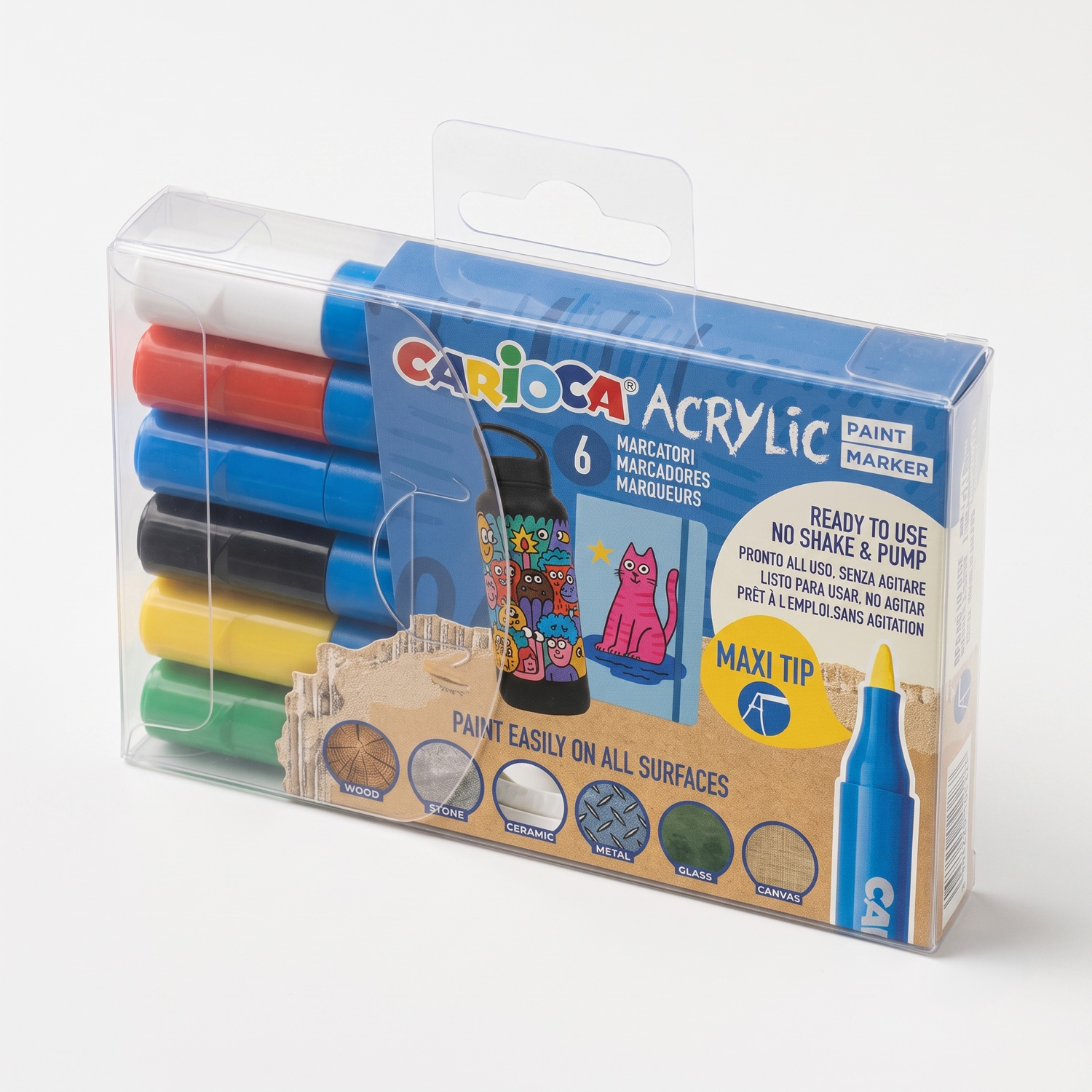Acrylmarker Carioca Paint Marker Maxi Tip, 6 Stück