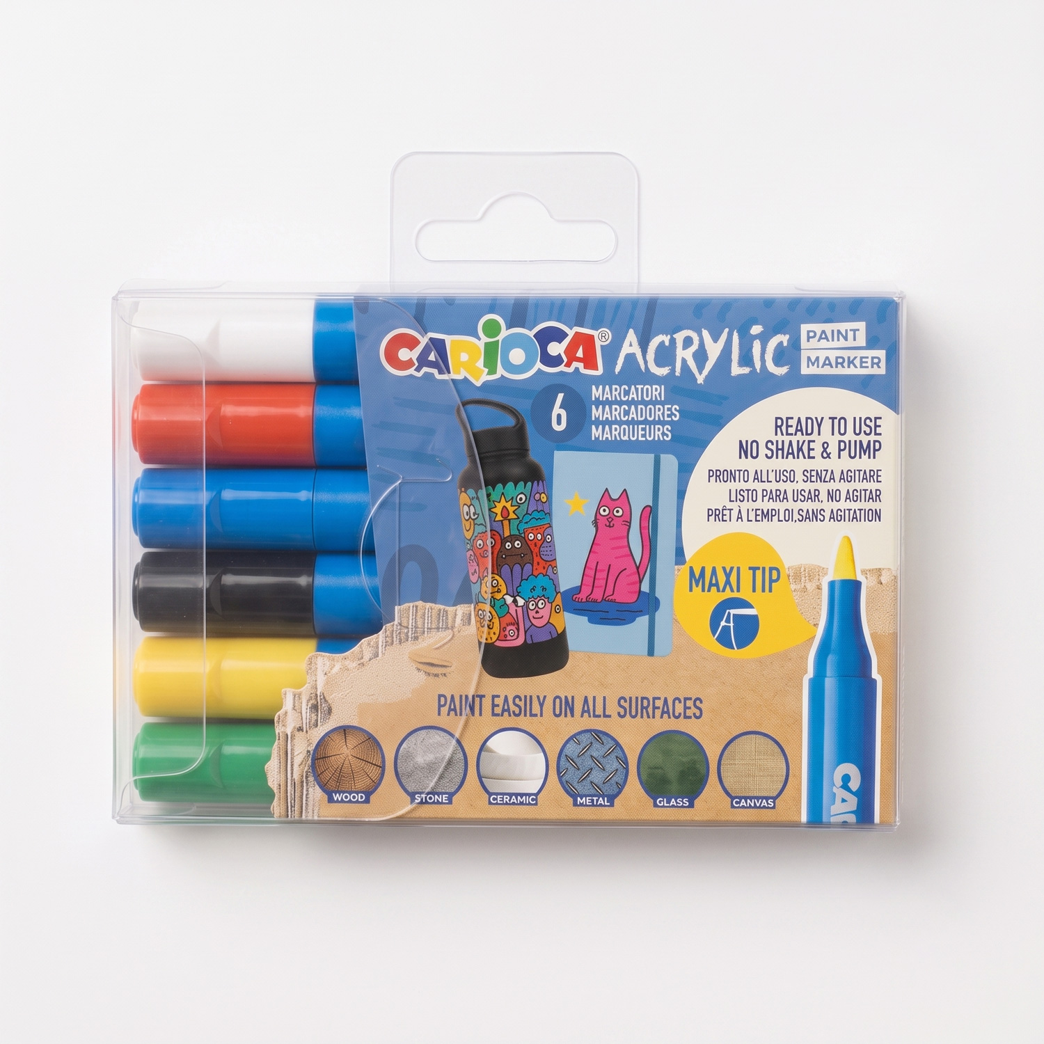 Acrylmarker Carioca Paint Marker Maxi Tip, 6 Stück