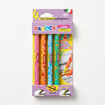 Set of 4 Pastel Double-Ended Highlighters CARIOCA Memo Switch