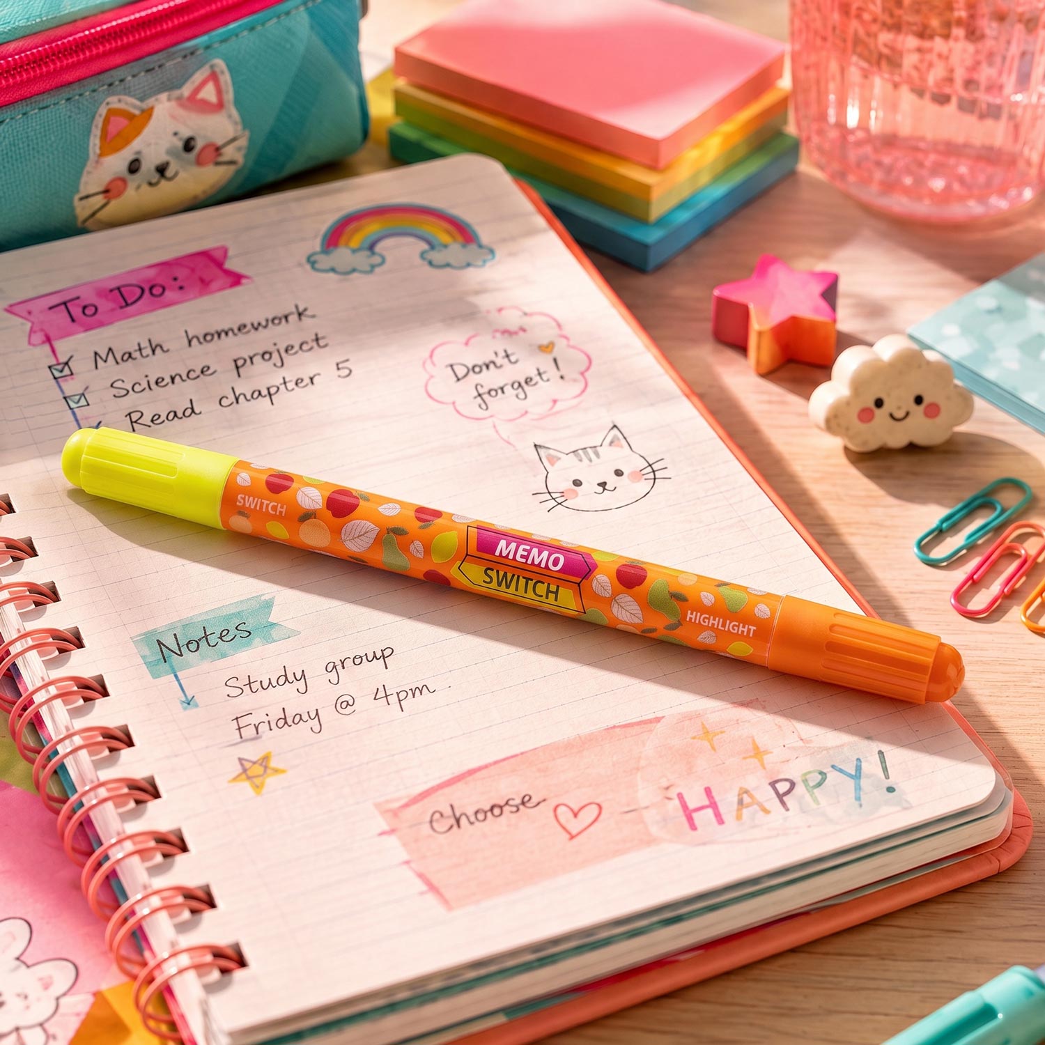 Set of 4 Pastel Double-Ended Highlighters CARIOCA Memo Switch Set of 4 Pastel Double-Ended Highlighters CARIOCA Memo Switch