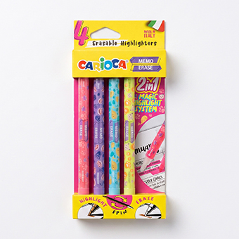 Set of 4 CARIOCA Memo Erase erasable highlighters