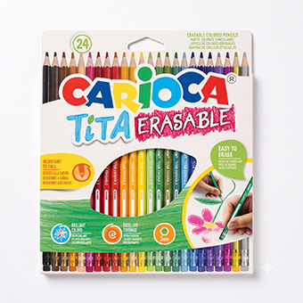 Pack of 24 Carioca Erasable Coloured Pencils