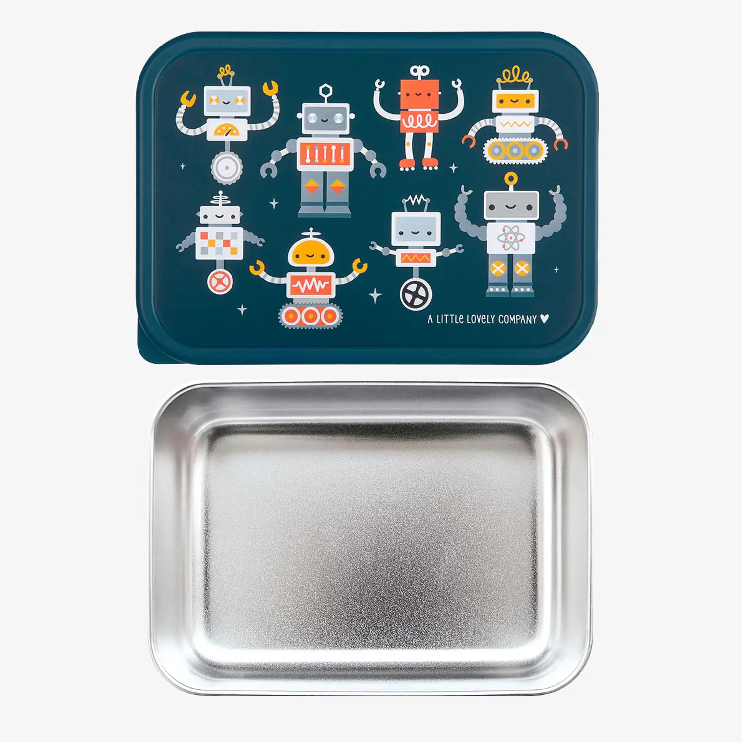 A Little Lovely Company Stainless Steel Lunchbox Robots A Little Lovely Company Stainless Steel Lunchbox Robots