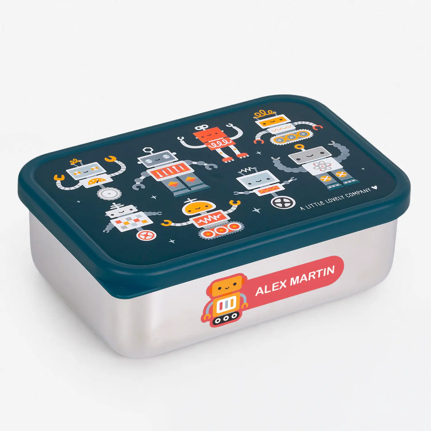 A Little Lovely Company Stainless Steel Lunchbox Robots A Little Lovely Company Stainless Steel Lunchbox Robots