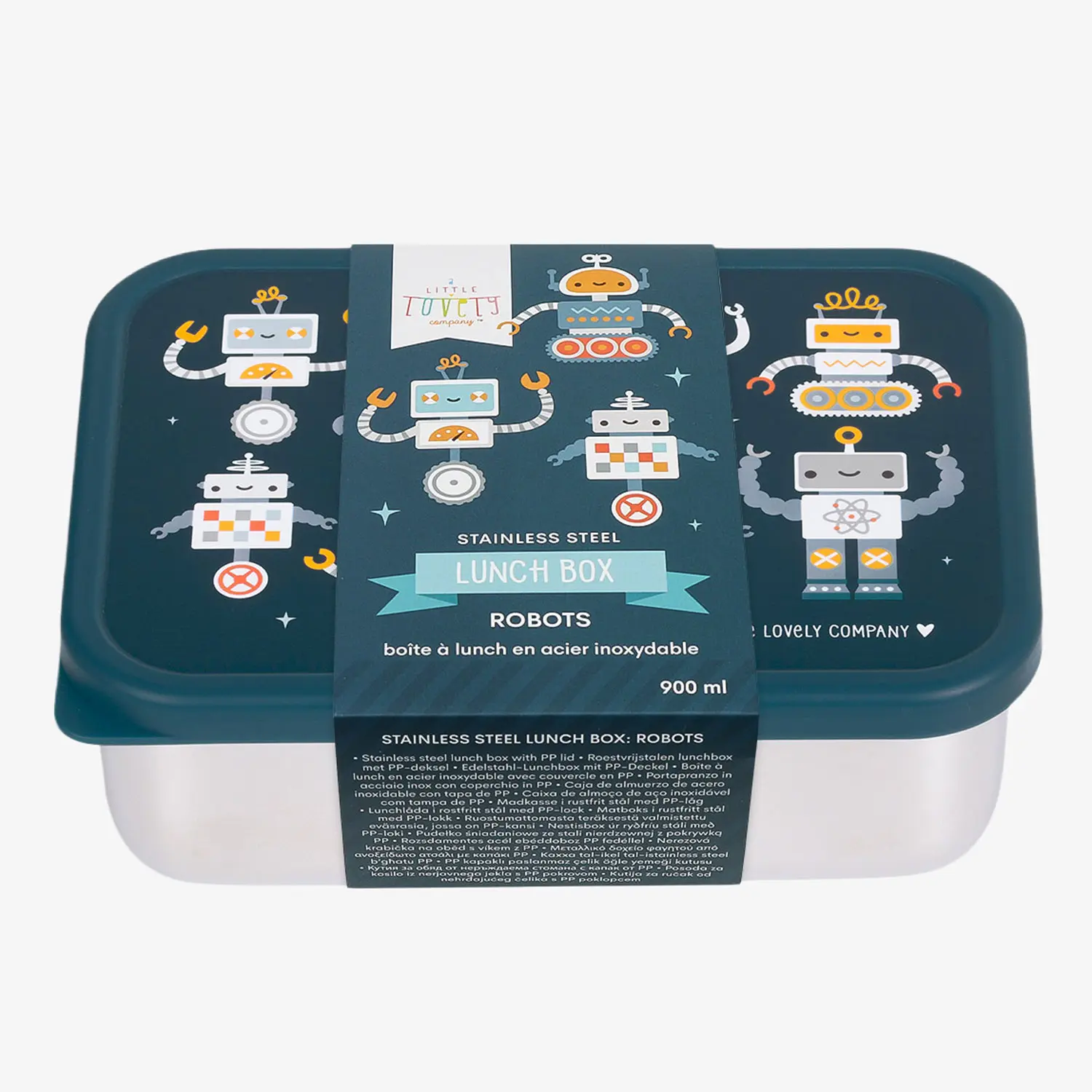 A Little Lovely Company Stainless Steel Lunchbox Robots A Little Lovely Company Stainless Steel Lunchbox Robots