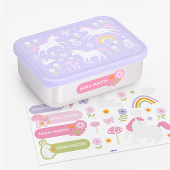 Customizable Unicorn Dreams stainless steel lunch box by A Little Lovely Company