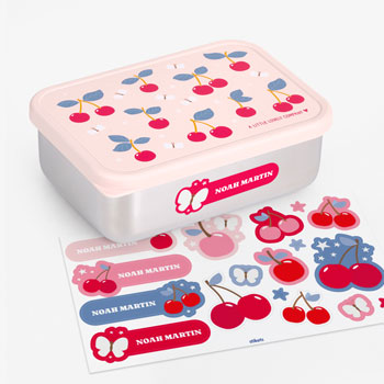 Customizable Cherries stainless steel lunch box by A Little Lovely Company