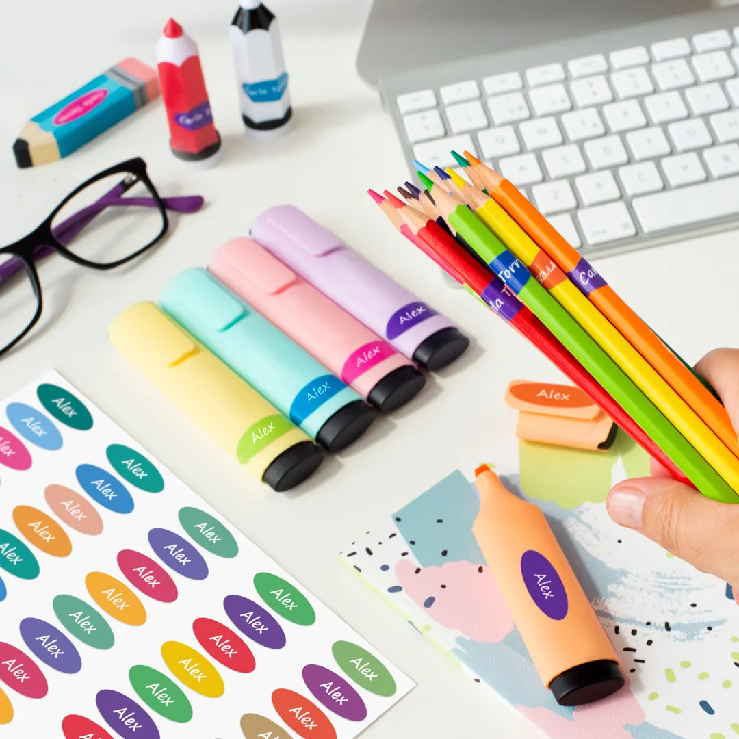 Name stickers for pencils and school supplies