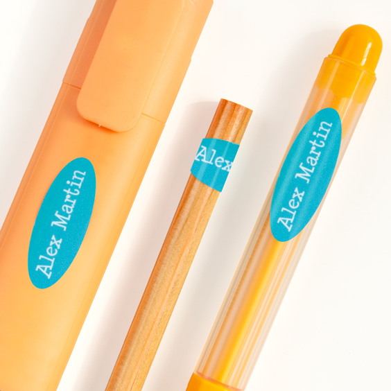 Etiquetas de nome personalizadas para lápis e material escolar