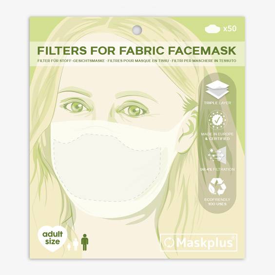 Recharge de 50 filtres en papier pour masque de protection Adultes