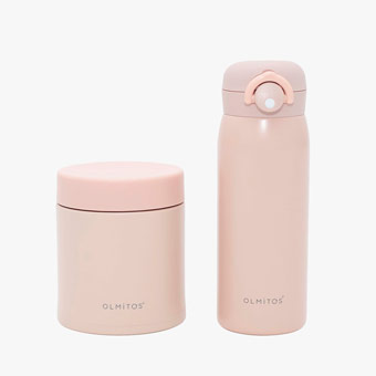 Ensemble Thermos Liquide et Solide couleur Rose pour bébé