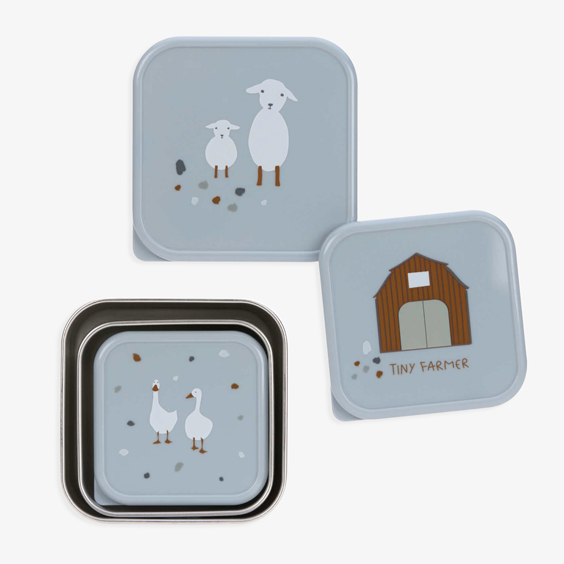 Set de 3 boîtes repas inox enfants -Tiny Farmer Lässig personnalisée