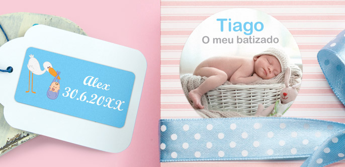Etiquetas para lembranças e presentes para Batizados