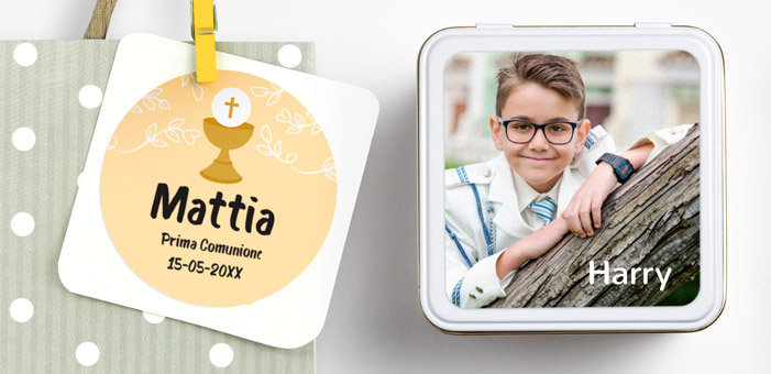Etichette per le bomboniere delle Comunioni