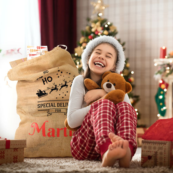 Sacco di Babbo Natale con slitta personalizzato 