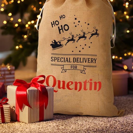 Hotte de Noël personnalisable, sac à cadeaux, hotte du Père Noël