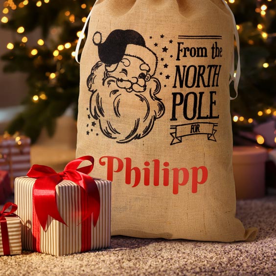 Großer personalisierter Weihnachtsmann-Sack