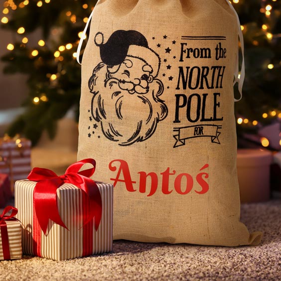 Duży personalizowany worek Świętego Mikołaja na prezenty